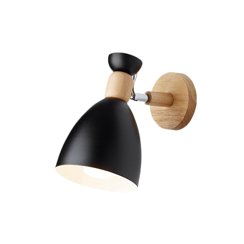 Bär/Glocke Rotierende Wandmontierte Lampe Macaron Eisen 1-Kopf Nachttisch Lese Wandlicht in Weiß/Rosa/Grün und Holz | Karnz