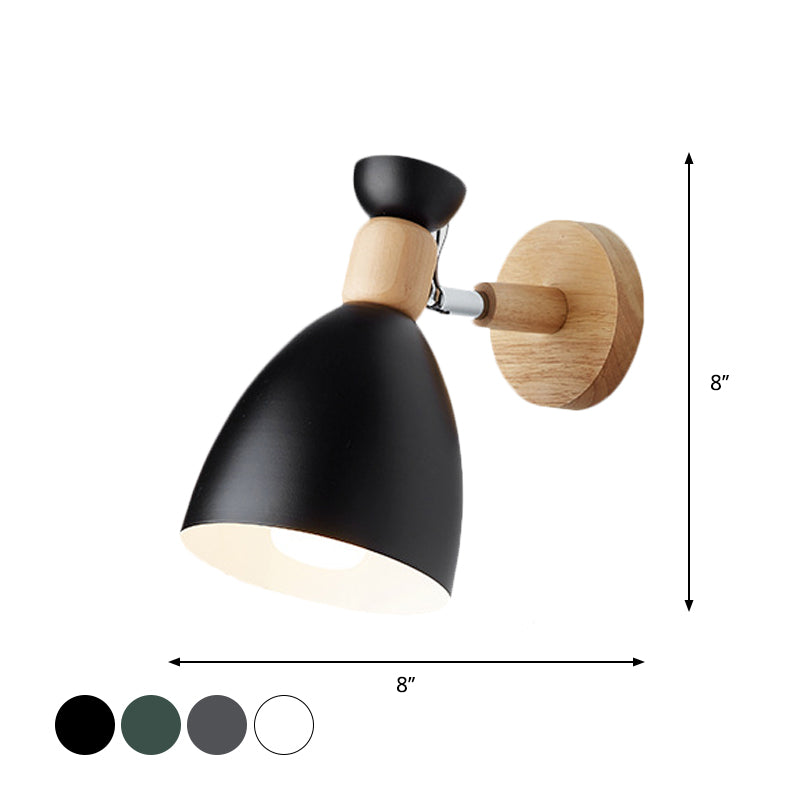 Bär/Glocke Rotierende Wandmontierte Lampe Macaron Eisen 1-Kopf Nachttisch Lese Wandlicht in Weiß/Rosa/Grün und Holz | Karnz
