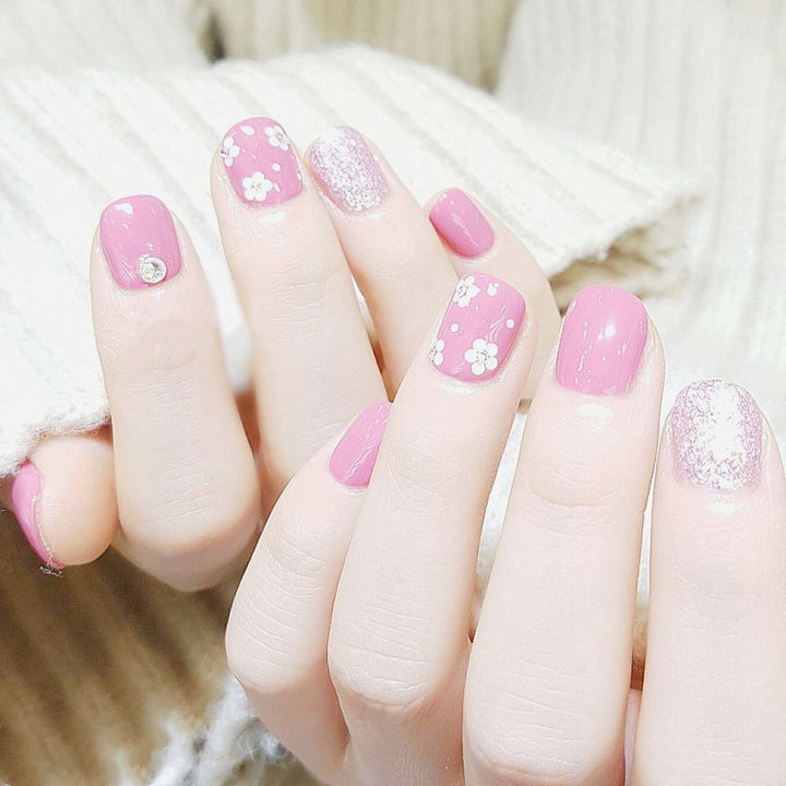 Blumen Glitter Press-On Nagel Set