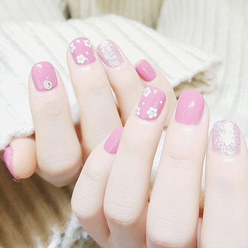 Blumen Glitter Press-On Nagel Set