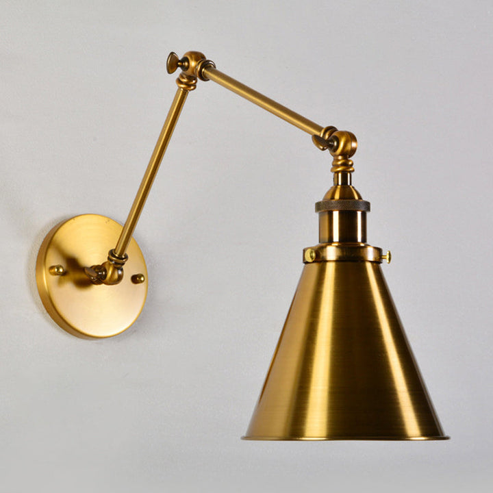 Messing 1 Glühlampe Wandlicht Kit Antikes Metall Kegelförmige Wandmontage Beleuchtungseinheit mit flexibler Schwenkarme | Karnz
