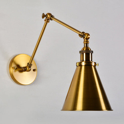 Messing 1 Glühlampe Wandlicht Kit Antikes Metall Kegelförmige Wandmontage Beleuchtungseinheit mit flexibler Schwenkarme | Karnz