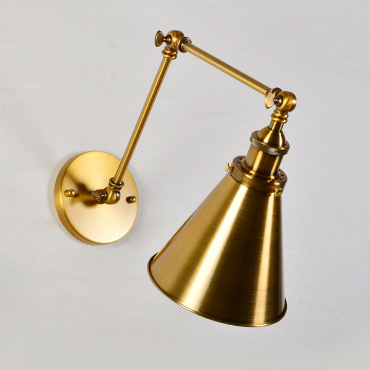 Messing 1 Glühlampe Wandlicht Kit Antikes Metall Kegelförmige Wandmontage Beleuchtungseinheit mit flexibler Schwenkarme | Karnz