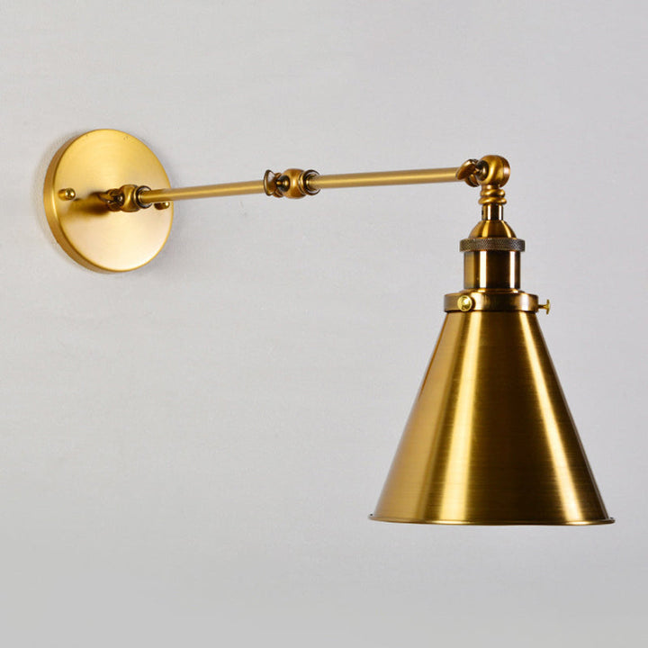 Messing 1 Glühlampe Wandlicht Kit Antikes Metall Kegelförmige Wandmontage Beleuchtungseinheit mit flexibler Schwenkarme | Karnz