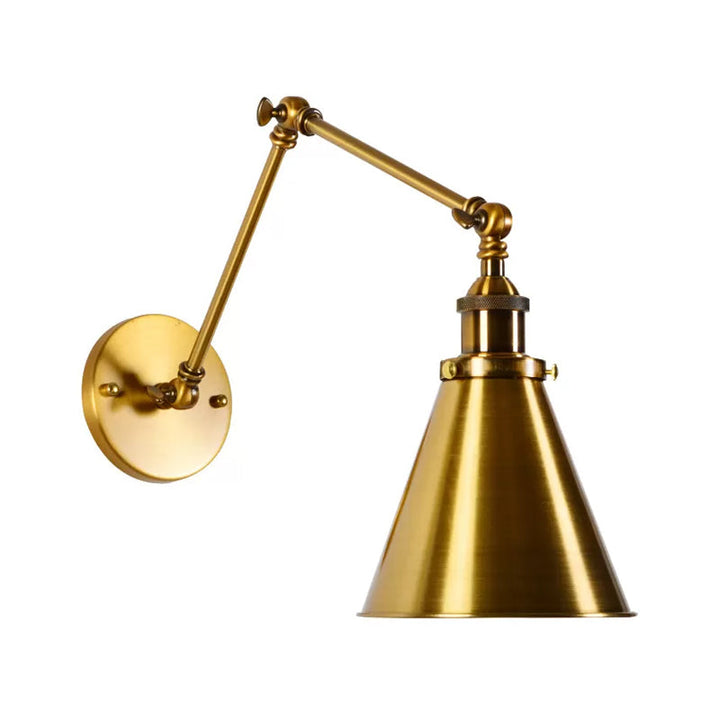 Messing 1 Glühlampe Wandlicht Kit Antikes Metall Kegelförmige Wandmontage Beleuchtungseinheit mit flexibler Schwenkarme | Karnz