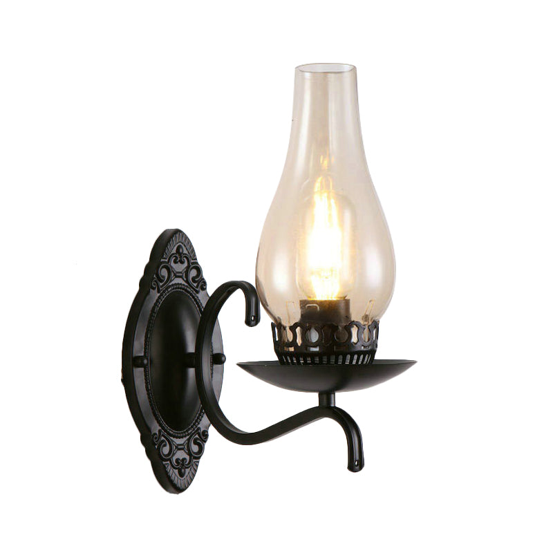 Einzelarm Wandleuchte Industrielle Flur-Wandleuchte mit Kerosin Klar/Mattem Glas-Schirm in Kupfer/Bronce