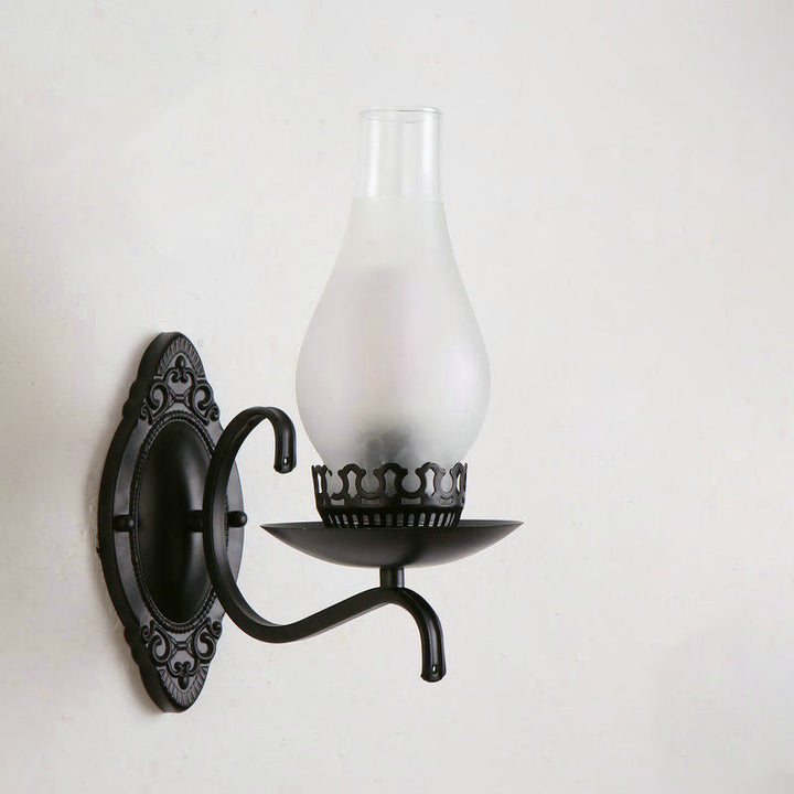 Einzelarm Wandleuchte Industrielle Flur-Wandleuchte mit Kerosin Klar/Mattem Glas-Schirm in Kupfer/Bronce