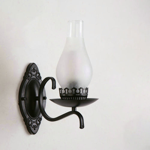 Einzelarm Wandleuchte Industrielle Flur-Wandleuchte mit Kerosin Klar/Mattem Glas-Schirm in Kupfer/Bronce