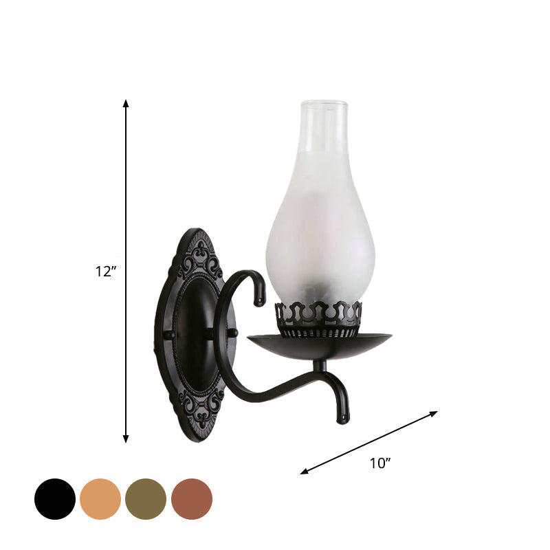 Einzelarm Wandleuchte Industrielle Flur-Wandleuchte mit Kerosin Klar/Mattem Glas-Schirm in Kupfer/Bronce