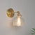 Eisen Messing-Finish Wandleseleuchte Schwenkarm 1-Licht Industrielle Wandlampe mit Blüte/Schale Klarglas-Schirm | Karnz