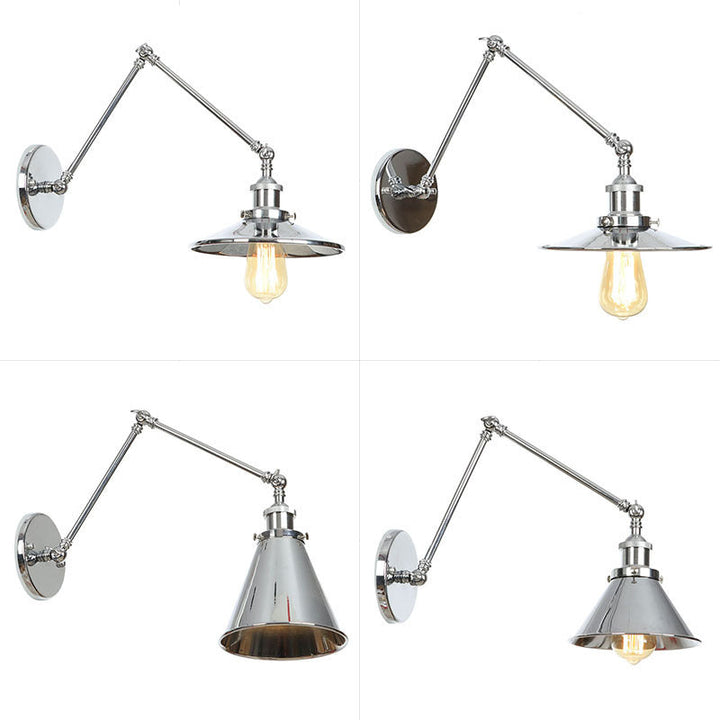 Untertasse/Kegel/Horn Nachttisch Lesewandlampe Fabrik Metall Einzel 6"/8" W Chrom Wandleuchte mit drehbarem Arm