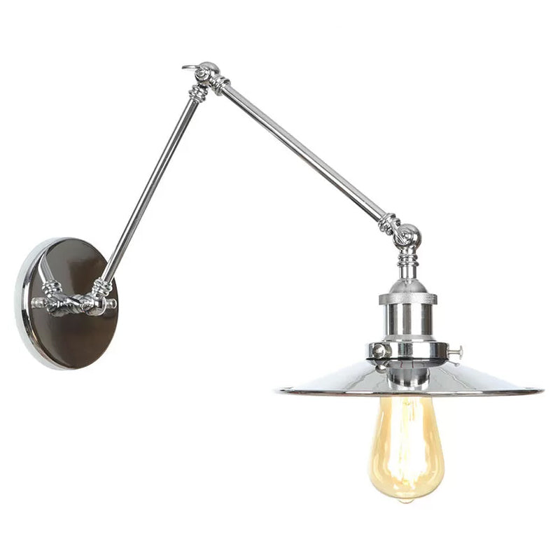 Untertasse/Kegel/Horn Nachttisch Lesewandlampe Fabrik Metall Einzel 6"/8" W Chrom Wandleuchte mit drehbarem Arm