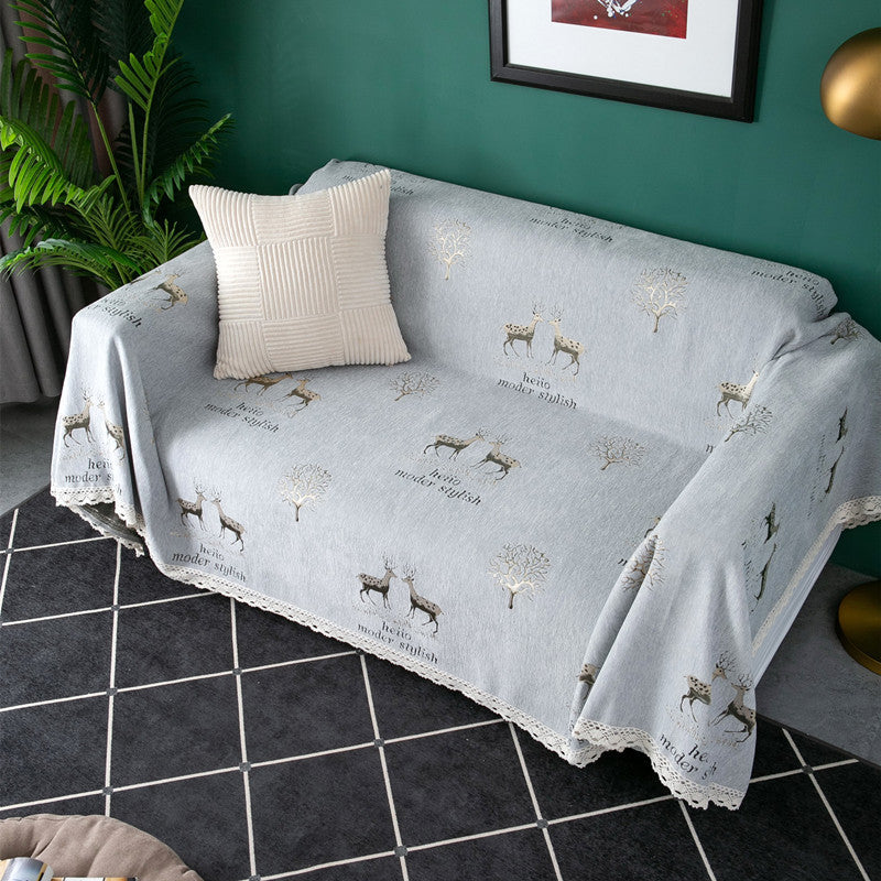 Dekorativer gestrickter Sofawurfteppich