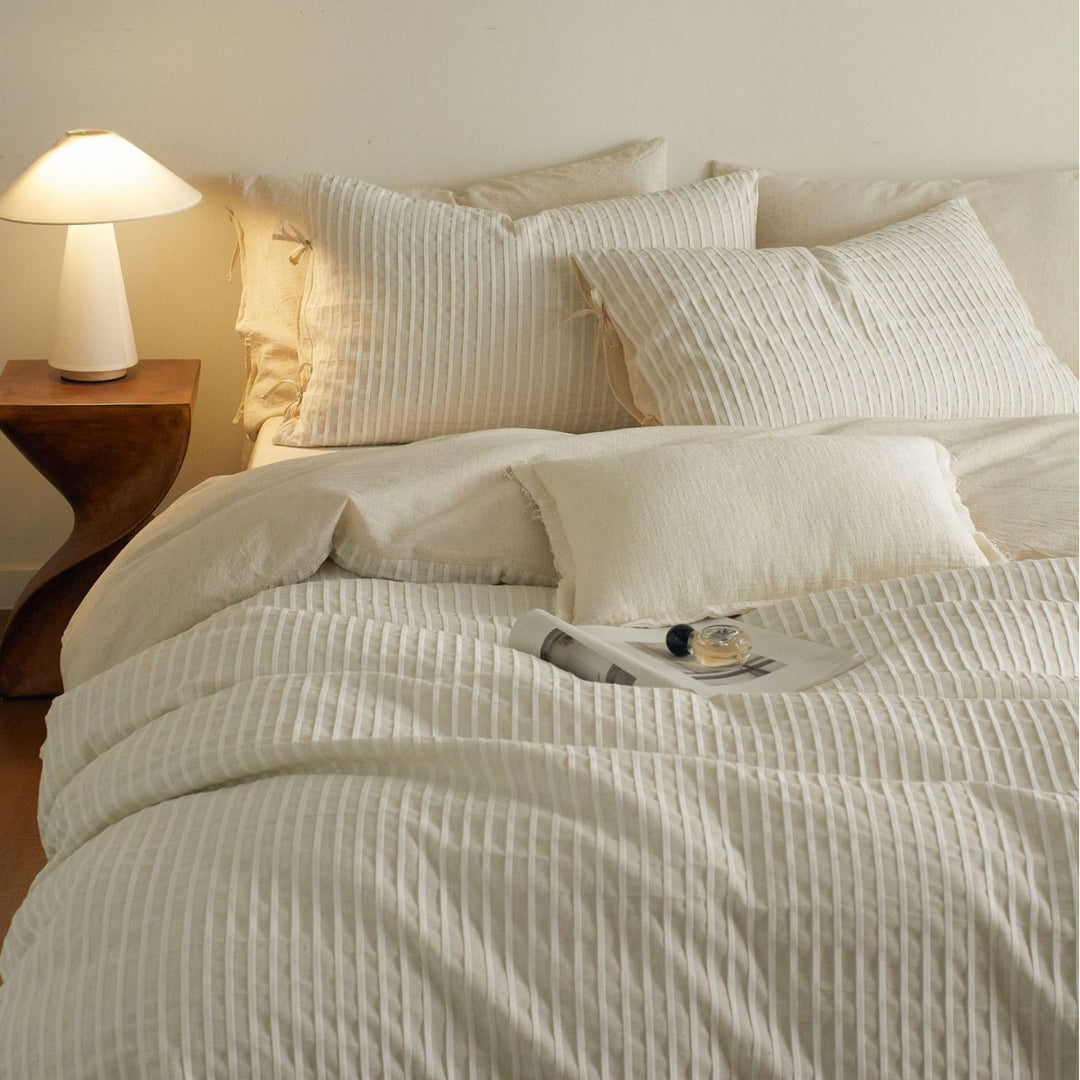 Bettwäsche-Set, 4-teilig, Streifen-Jacquard