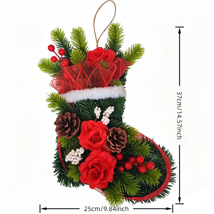 Weihnachtlicher Türkranz in Stiefelform