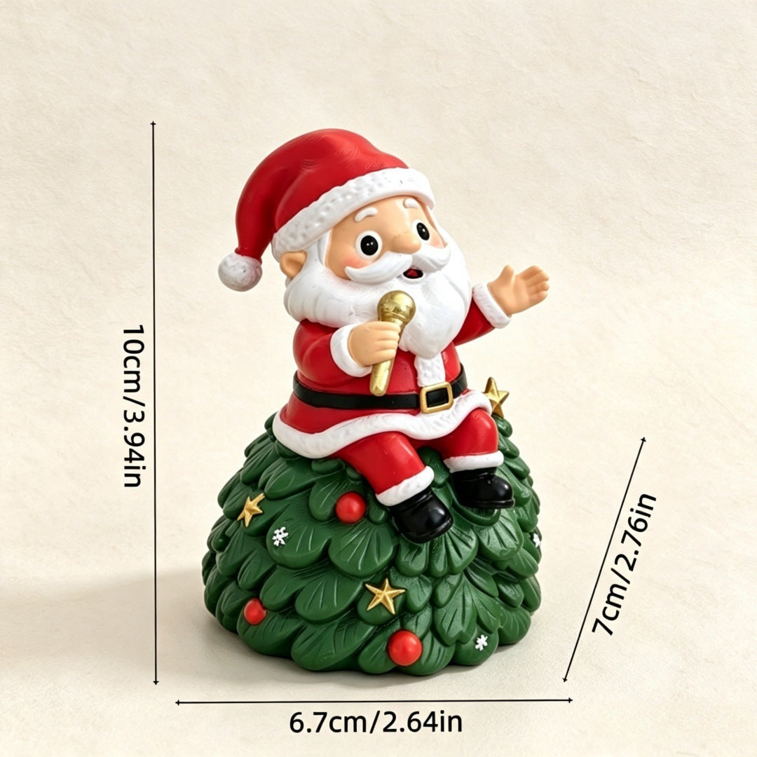 Weihnachtsmann-Figur mit Instrument, Harz-Deko