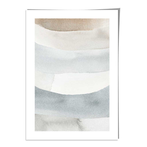 Abstrakter Kunstdruck mit beigen und blauen Aquarellstreifen Nr. 3