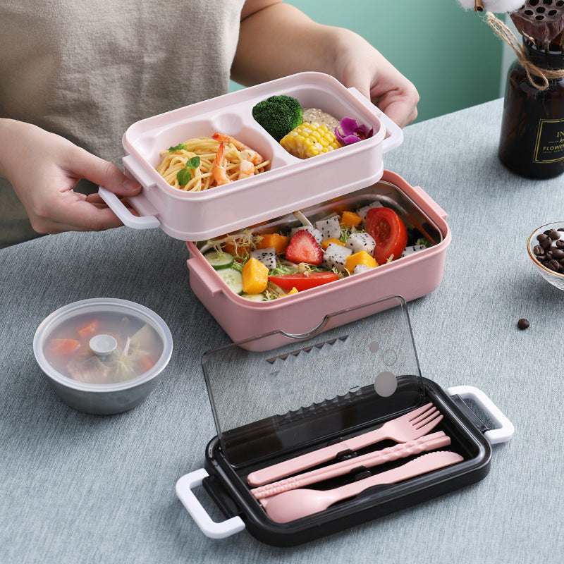 Mehrschichtige tragbareLunchbox mit Besteckstauraum