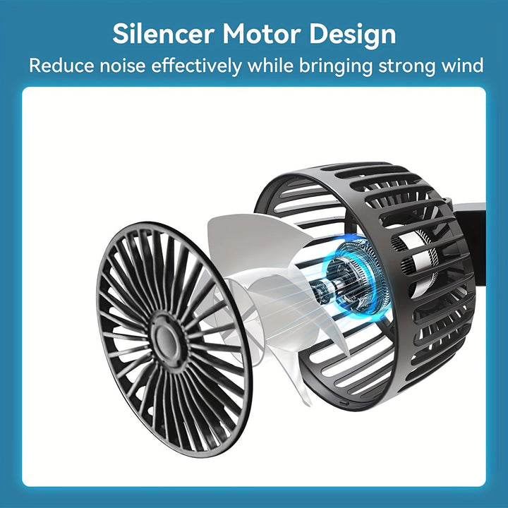 1 Pc Auto-Lüfter, Auto Kleiner Klimaanlage, Doppelseitiger Hecklüfter, Starker Wind, 360 Grad Drehung, Großes Luftvolumen, Subwoofer-Betrieb, Basis-Festklemm-Montagemethode, Geeignet für Auto Zuhause | Karnz