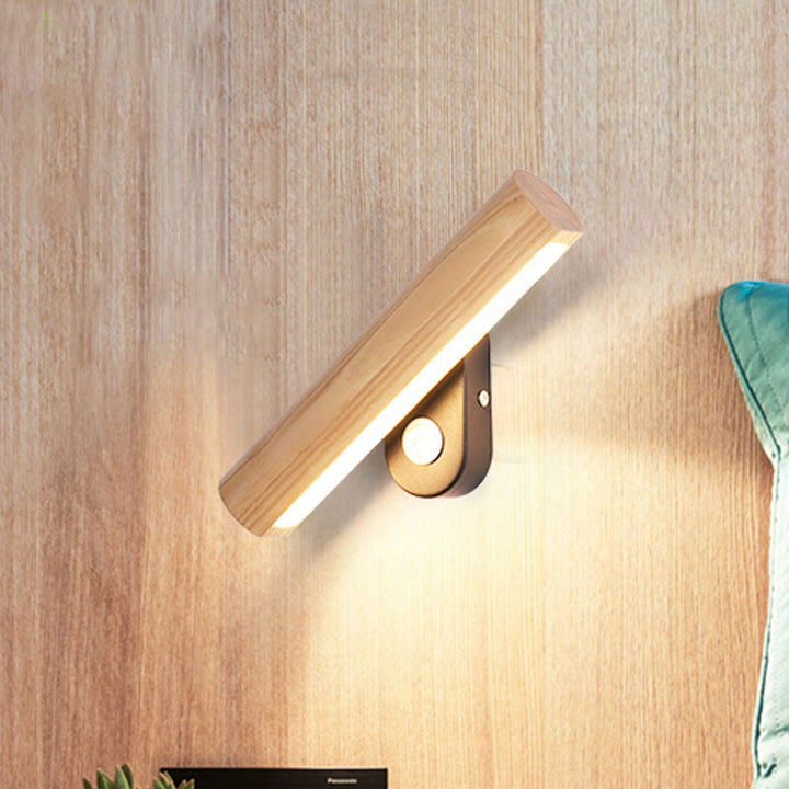 Drehbarer Rohr Nachttisch Wandmontage Licht Holz 8.5"/12.5" Breite LED Einfache Wandlampe Leuchte in Warm/Weiß Licht | Karnz