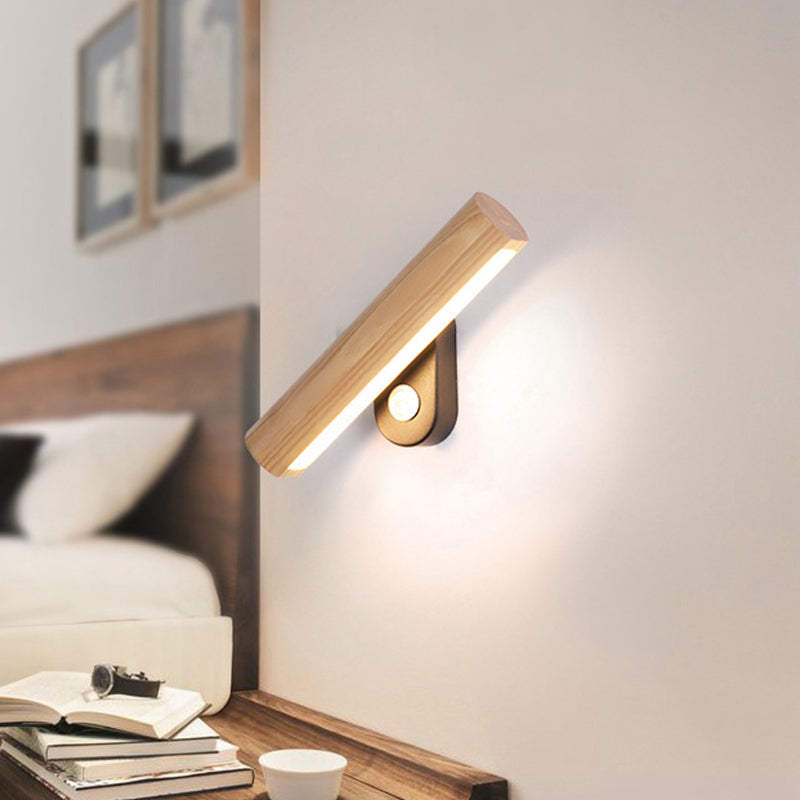 Drehbarer Rohr Nachttisch Wandmontage Licht Holz 8.5"/12.5" Breite LED Einfache Wandlampe Leuchte in Warm/Weiß Licht | Karnz