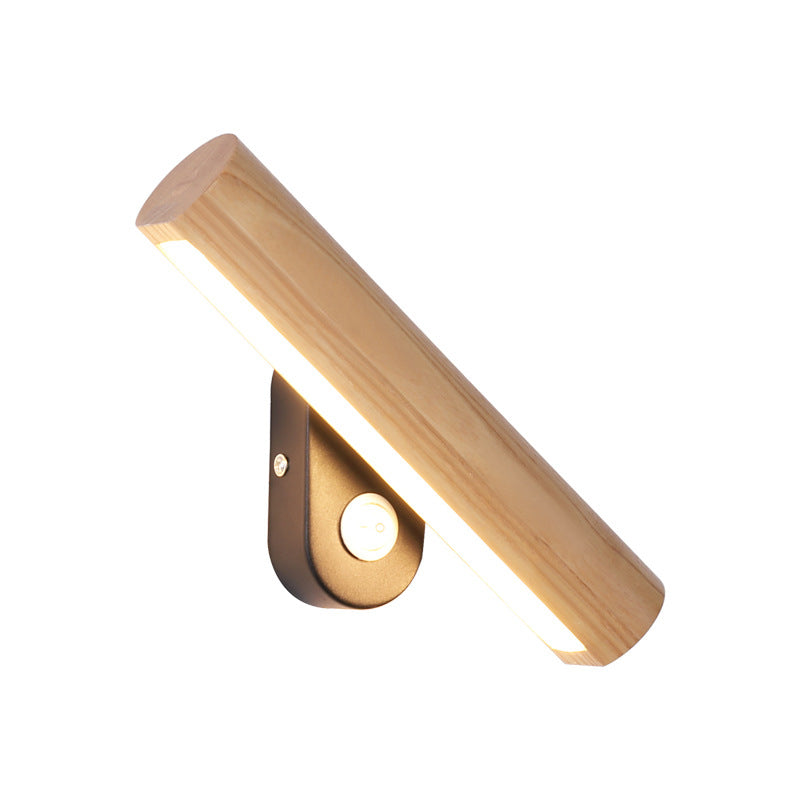 Drehbarer Rohr Nachttisch Wandmontage Licht Holz 8.5"/12.5" Breite LED Einfache Wandlampe Leuchte in Warm/Weiß Licht | Karnz