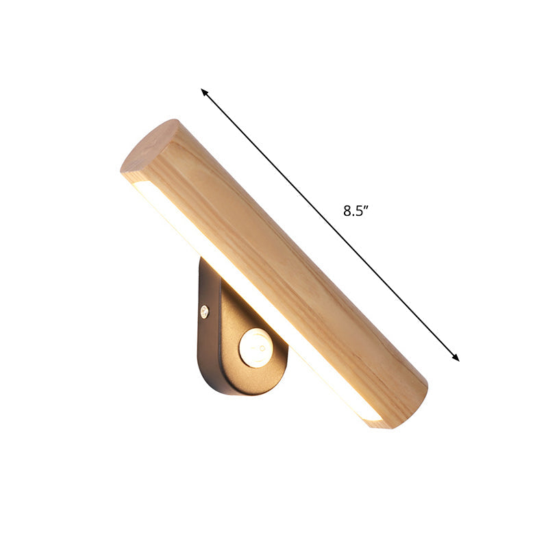 Drehbarer Rohr Nachttisch Wandmontage Licht Holz 8.5"/12.5" Breite LED Einfache Wandlampe Leuchte in Warm/Weiß Licht | Karnz