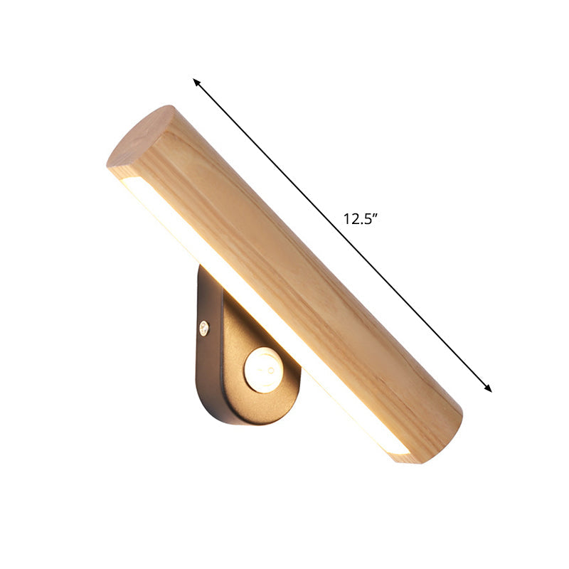 Drehbarer Rohr Nachttisch Wandmontage Licht Holz 8.5"/12.5" Breite LED Einfache Wandlampe Leuchte in Warm/Weiß Licht | Karnz