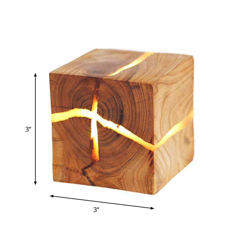 Cube Crack Wood Flush Wall Light Creative Nordic Integrated LED Beige Wandlampe | Karnz
