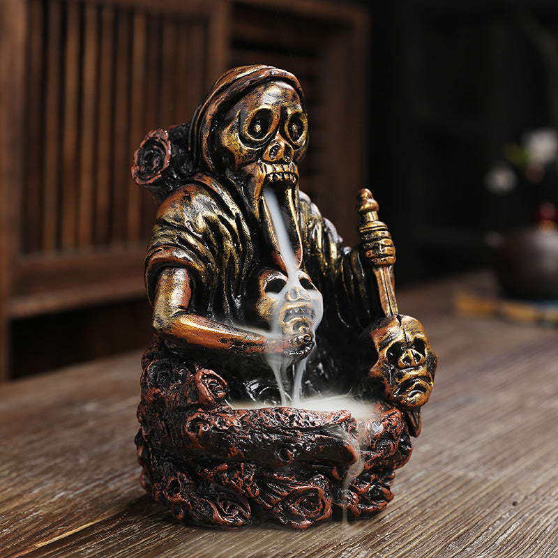 Künstlerischer Totenkopf-Themen Räucherstäbchenhalter