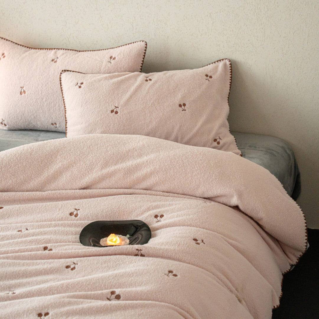 Milchfaser-Fleece Bettwäsche-Set, bestickt, für den Winter