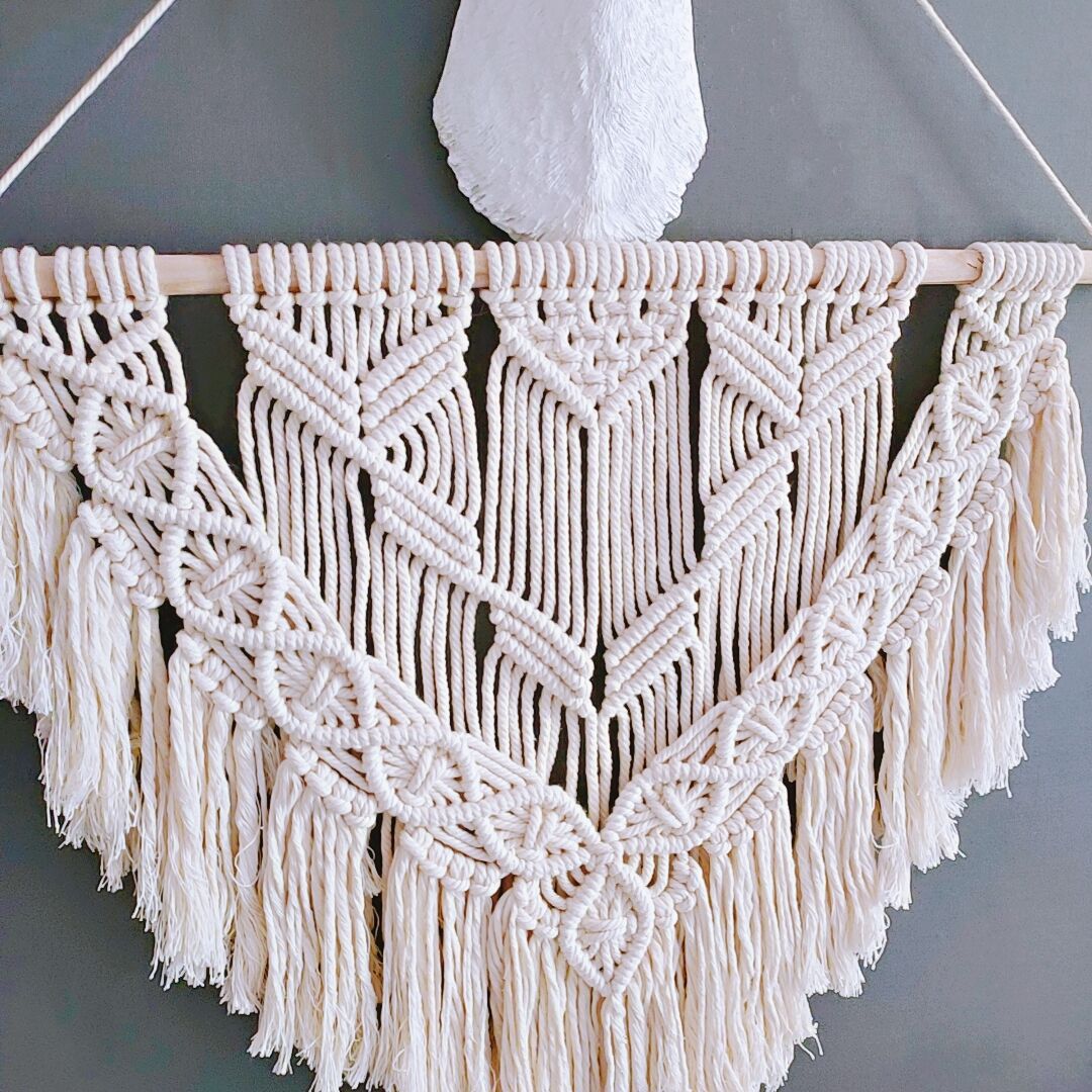 Bohemian Makramee Fransen Wandbehang Karnz