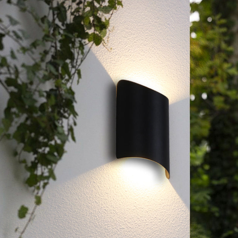 Aluminium Curve Wand-Washer Wandlampe Minimalistisch 2-Licht Schwarz LED Wandmontierte Beleuchtung für Eingangstür | Karnz