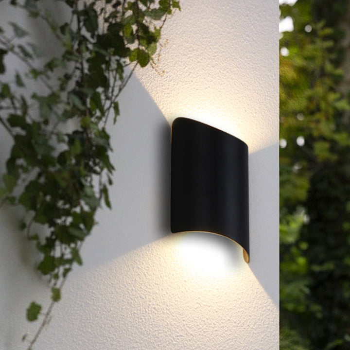 Aluminium Curve Wand-Washer Wandlampe Minimalistisch 2-Licht Schwarz LED Wandmontierte Beleuchtung für Eingangstür | Karnz