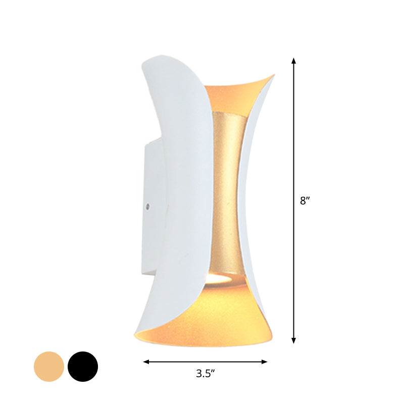 Klein/Groß Flackernde LED Wandleuchte Modern Metall 2 Glühbirnen Schwarz/Weiß/Weiß-Gold Auf Ab Licht für Terrasse | Karnz