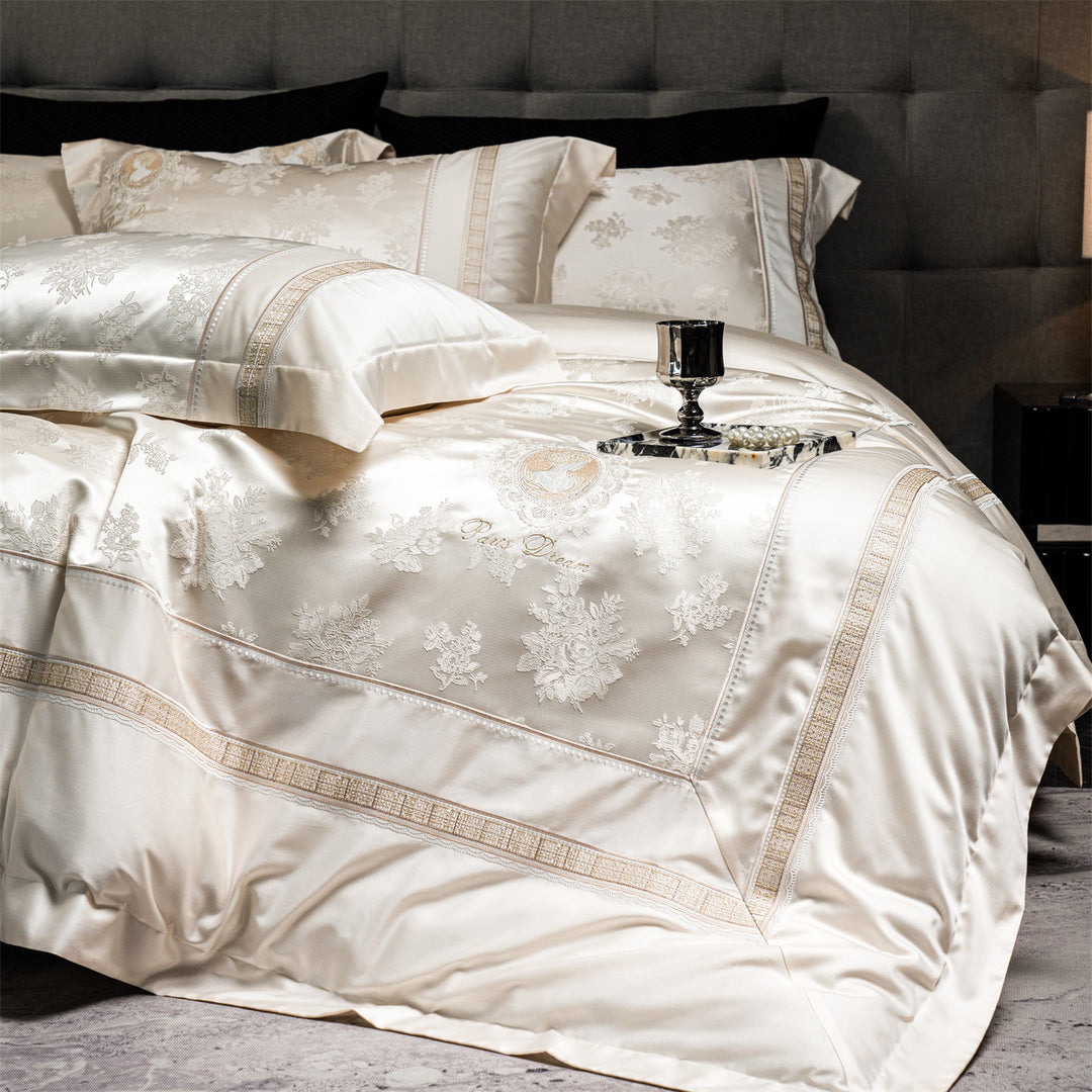 Satin-Jacquard-Bettwäsche aus Langstapelbaumwolle, 4-teilig