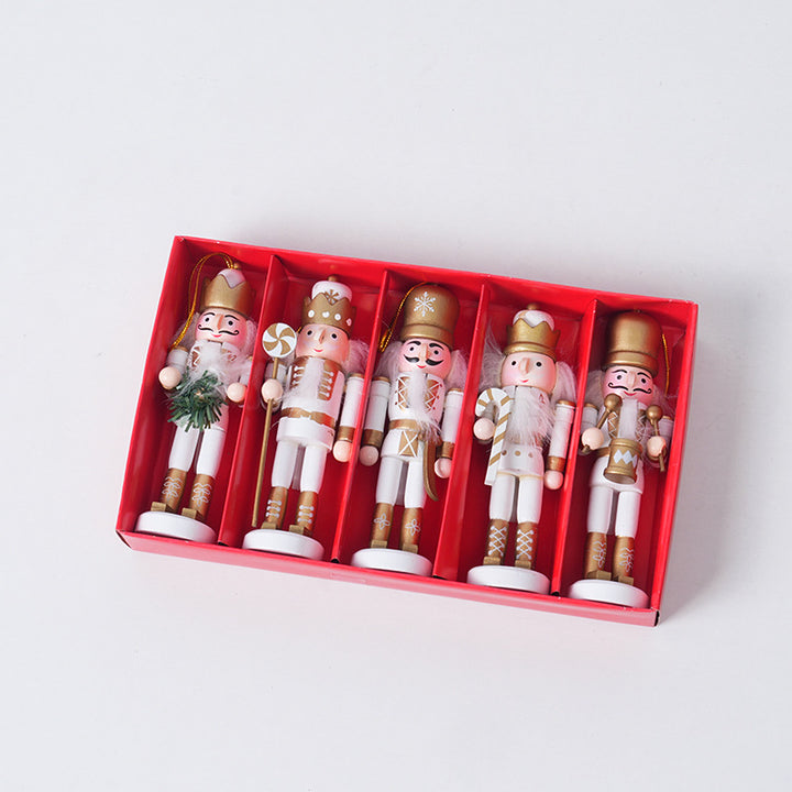 Nussknacker-Anhänger aus Holz, 12 cm, 5er-Set