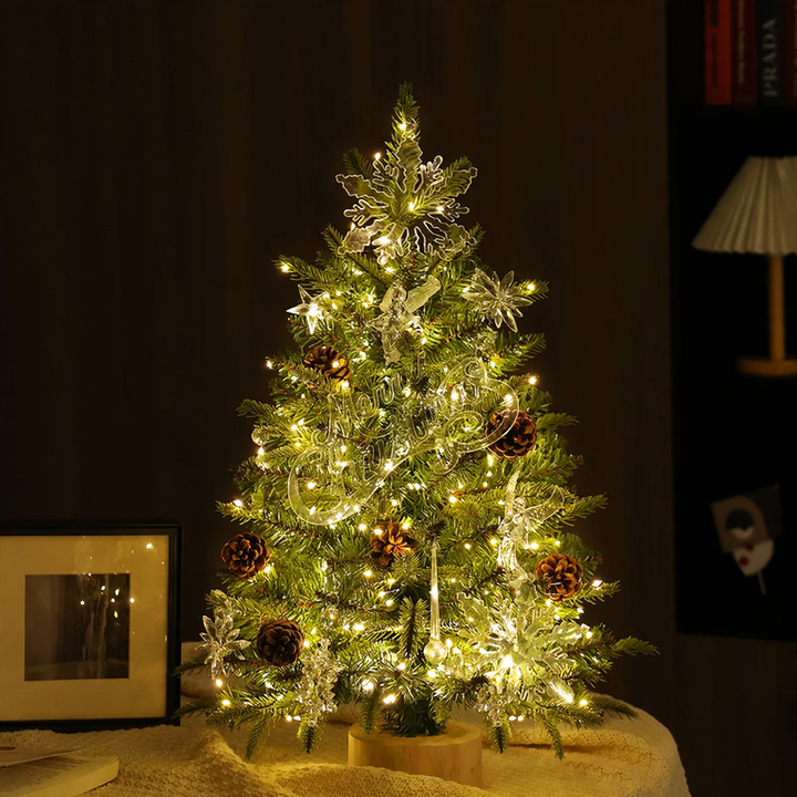 Mini-Weihnachtsbaum aus PVC mit Holzsockel