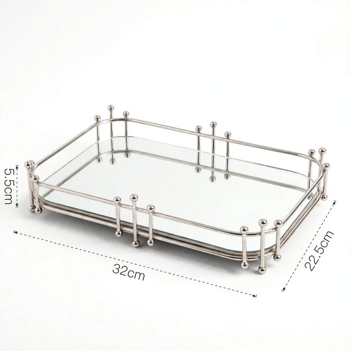 Geometrisches Metall-Spiegeltablett, europäisch
