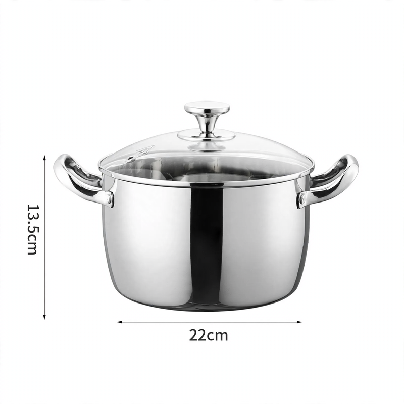 Edelstahl-Suppentopf 24 cm mit Glasdeckel