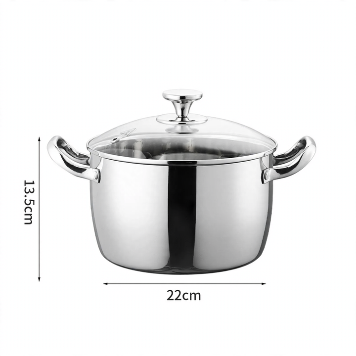 Edelstahl-Suppentopf 24 cm mit Glasdeckel