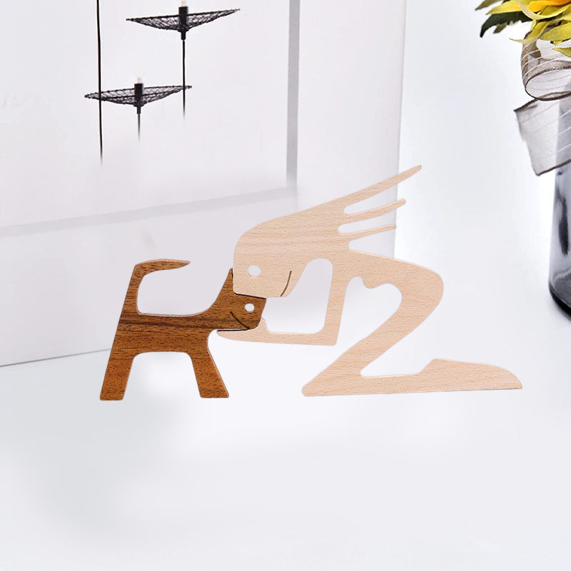 Geschenk Für Tierliebhaber - Holzskulptur Tischornamente - Die Liebe Zwischen Dir Und Deinem Fellfreund | Karnz