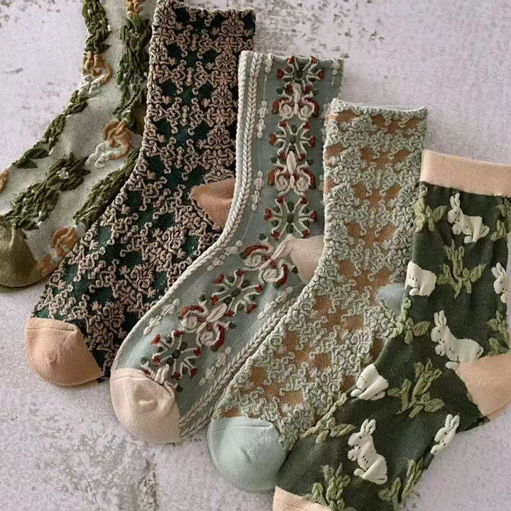 Damen-Baumwollsocken mit Blumenmuster (10 Paar)