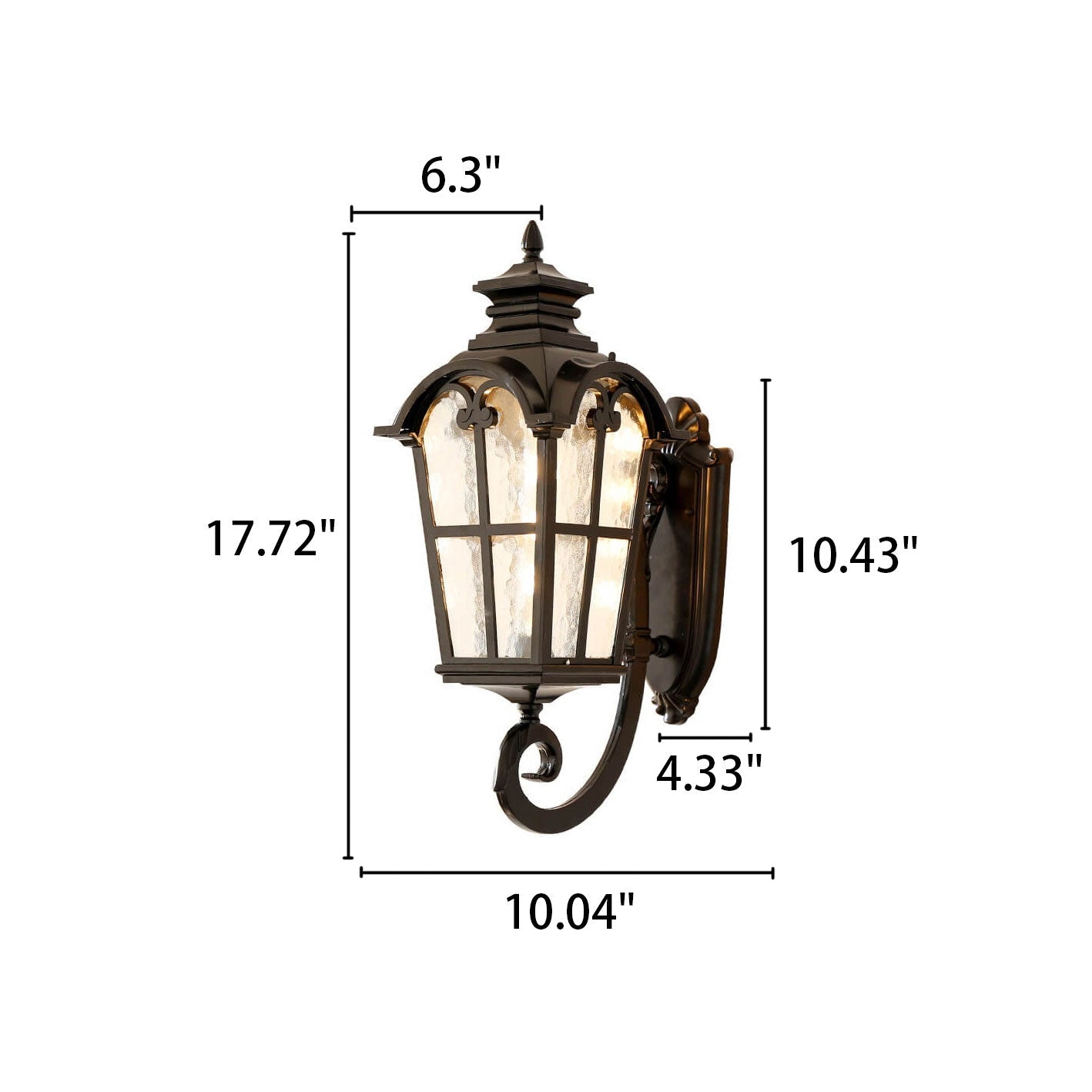 Europäische Retro-Wandlaterne aus Glas und Aluminium, wasserdicht, für den Außenbereich, 1-flammig