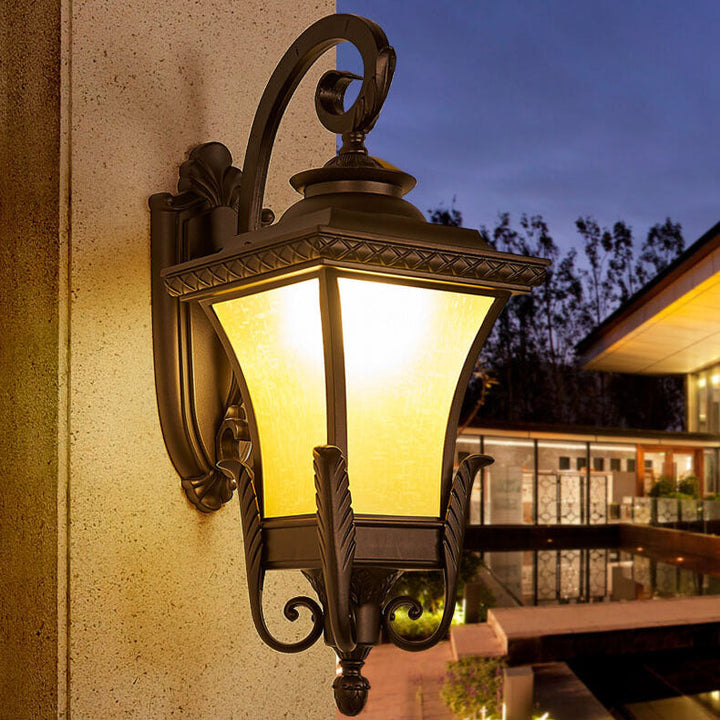 Europäischer Stil Retro Aluminium Wasserdicht Außen 1-Licht Wandlampe | Karnz