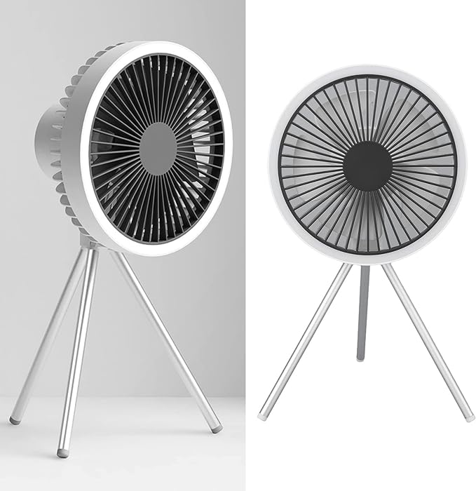 Wiederaufladbarer 10.000mAh Camping Ventilator mit LED-Beleuchtung und Powerbank | Karnz