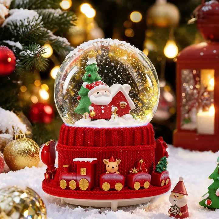 Weihnachtliche Schneekugel mit Licht und Musik