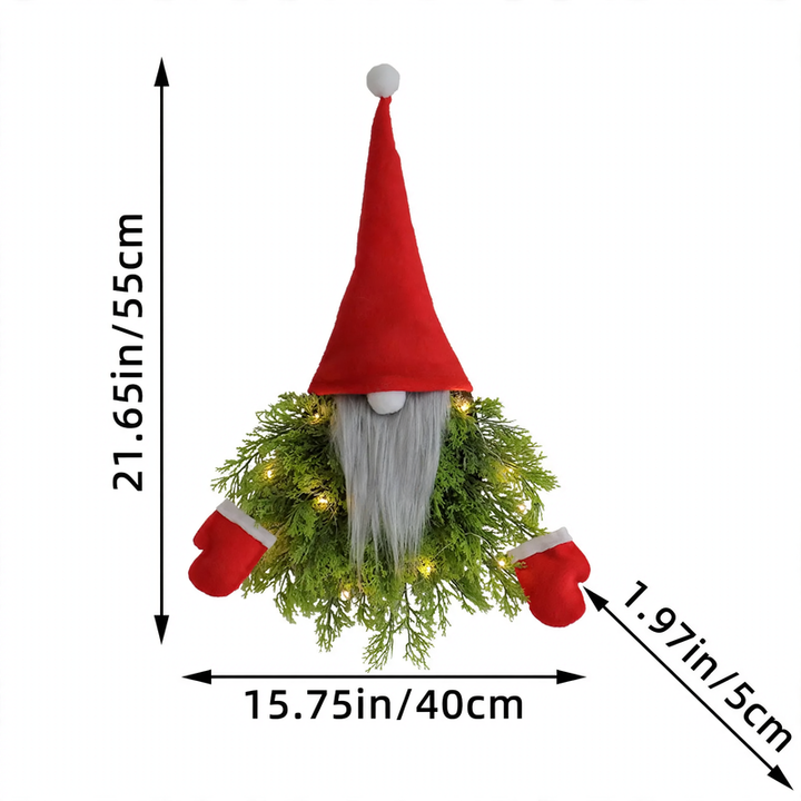 Kreativer Weihnachtskranz mit Wichtel-Motiv und Beleuchtung