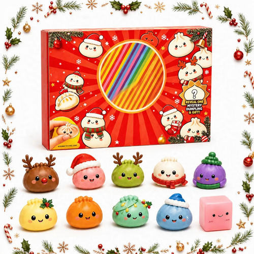 Weihnachts-Adventskalender mit 24 Quetschfiguren