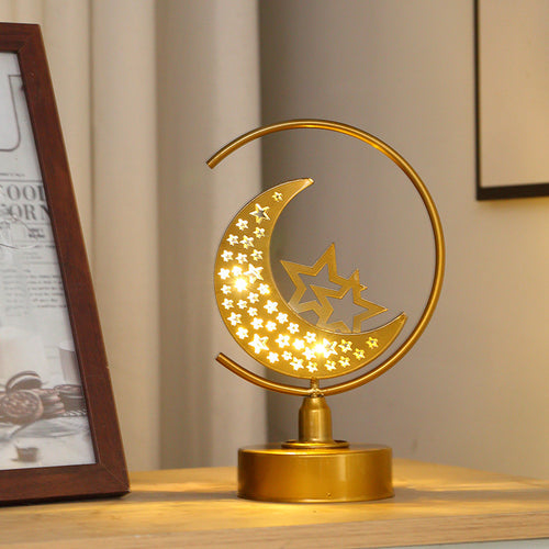 LED-Tischleuchte aus Eisen mit Mond- und Sternmotiven